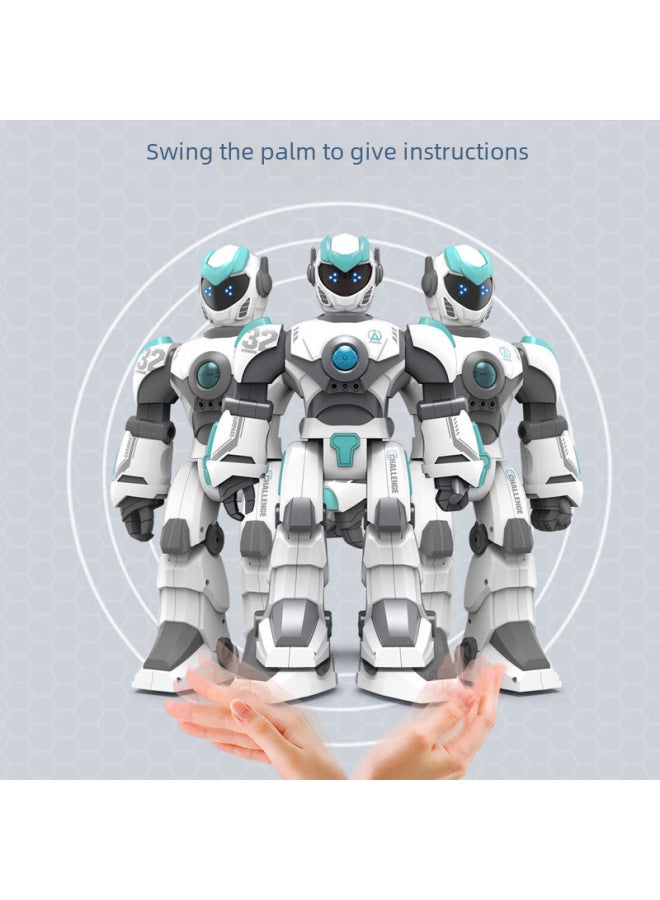 JJRC Large Intelligent Programming Voice Dialogue Robot Children's Early Education Toy Puzzle K8 Robot Model-Color:Blue - Image 3