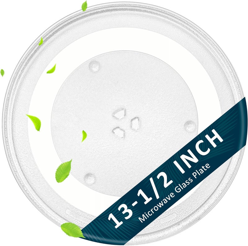 Fetechmate Microwave Glass Turntable Plate 13 1/2 inch Replacement for Pana-Sonic Frig-idaire G-E 13.5 inch Microwave Glass Plate Replace 5304464116 F06015Q00AP A06014T00AP WB49X10114 5304509621 by - Image 1