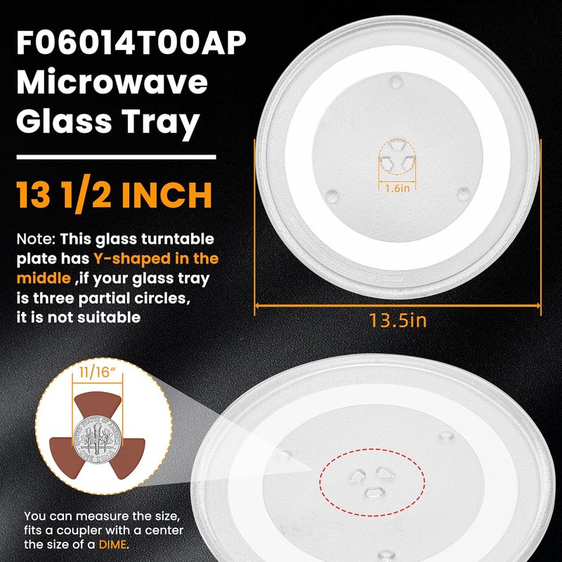 Fetechmate Microwave Glass Turntable Plate 13 1/2 inch Replacement for Pana-Sonic Frig-idaire G-E 13.5 inch Microwave Glass Plate Replace 5304464116 F06015Q00AP A06014T00AP WB49X10114 5304509621 by - Image 3