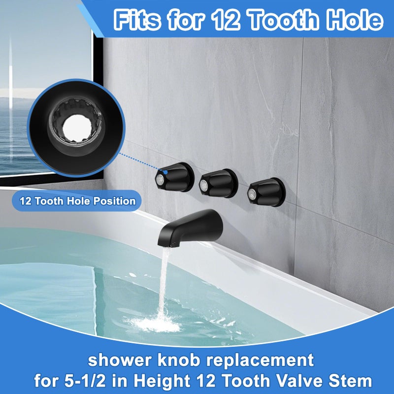 UCDETD Matte Black Bath Tub Spout Shower Trim Kit, with 3 Shower Knob, Compatible with Price/Pfister Verve Tub/Shower Faucet Handle Set, for 1/2'' Pipe MALE Thread Connection, 3/4'' IPS Pipe Inside Thread - Image 5