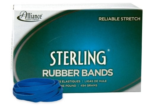 Alliance Rubber 44645 Sterling Rubber Bands Size #64, 1 lb Box Contains Approx. 425 Bands (3 1/2 x 1/4 Inches , Blue) - Image 1