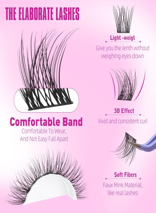 Geeneiya Natural Lash Clusters D Curl Eyelash Clusters 12+14MM Wispy Cluster Eyelash Extensions Short Individual Lashes Extension for Beginners, Soft Thin Band - Image 2