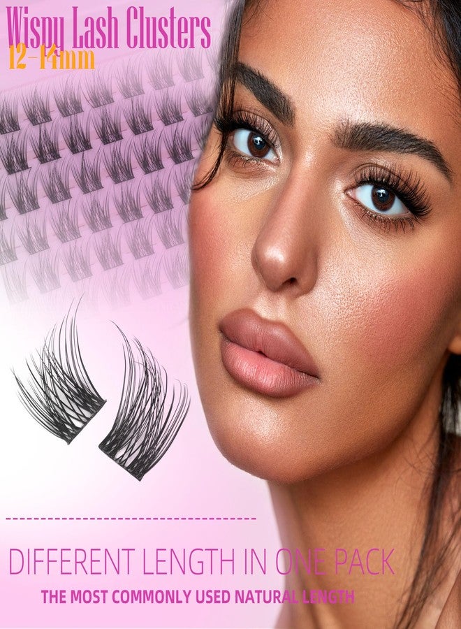 Geeneiya Natural Lash Clusters D Curl Eyelash Clusters 12+14MM Wispy Cluster Eyelash Extensions Short Individual Lashes Extension for Beginners, Soft Thin Band - Image 3