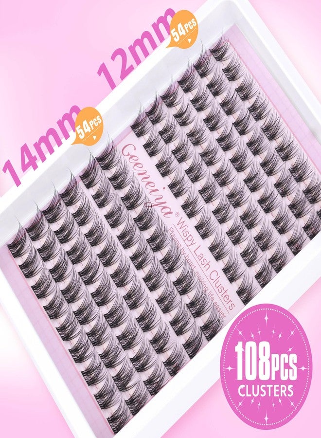 Geeneiya Natural Lash Clusters D Curl Eyelash Clusters 12+14MM Wispy Cluster Eyelash Extensions Short Individual Lashes Extension for Beginners, Soft Thin Band - Image 4