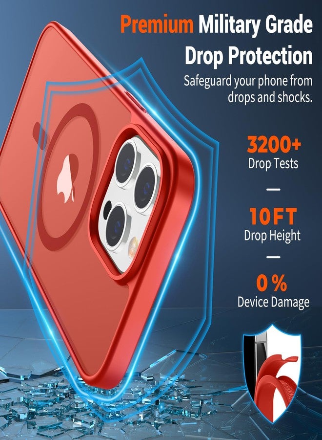 استلق جراب SUPFINE المغناطيسي لهاتف iPhone 12 Pro Max (متوافق مع MagSafe) (حماية فائقة ضد السقوط بمعايير عسكرية) جراب نحيف شفاف غير لامع مقاوم للصدمات ومضاد لبصمات الأصابع، أحمر - Image 3