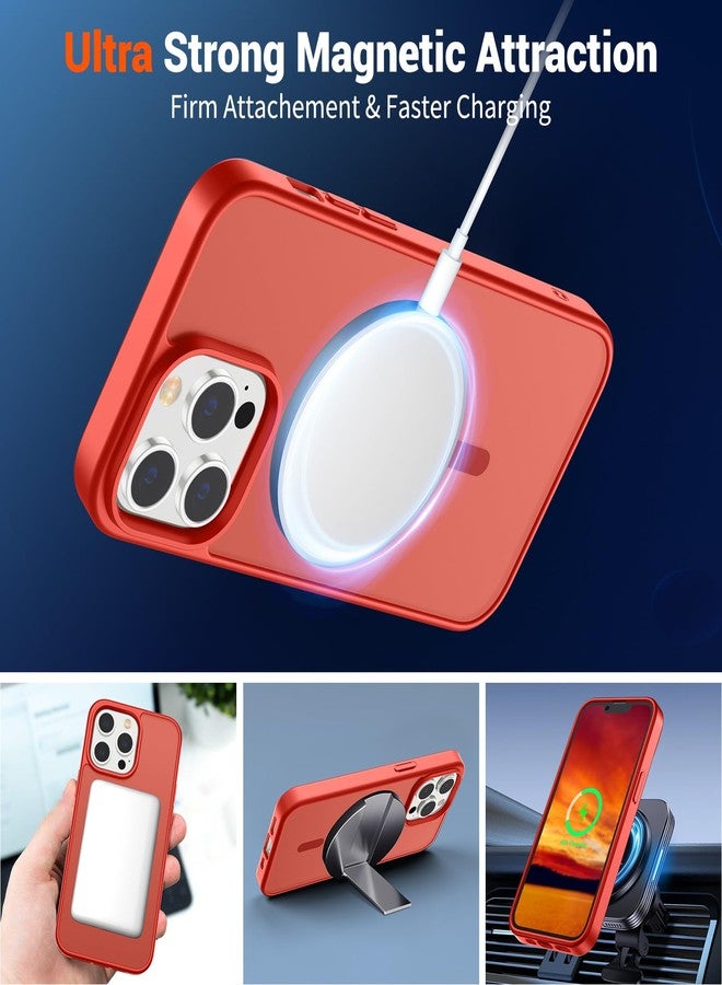 استلق جراب SUPFINE المغناطيسي لهاتف iPhone 12 Pro Max (متوافق مع MagSafe) (حماية فائقة ضد السقوط بمعايير عسكرية) جراب نحيف شفاف غير لامع مقاوم للصدمات ومضاد لبصمات الأصابع، أحمر - Image 5