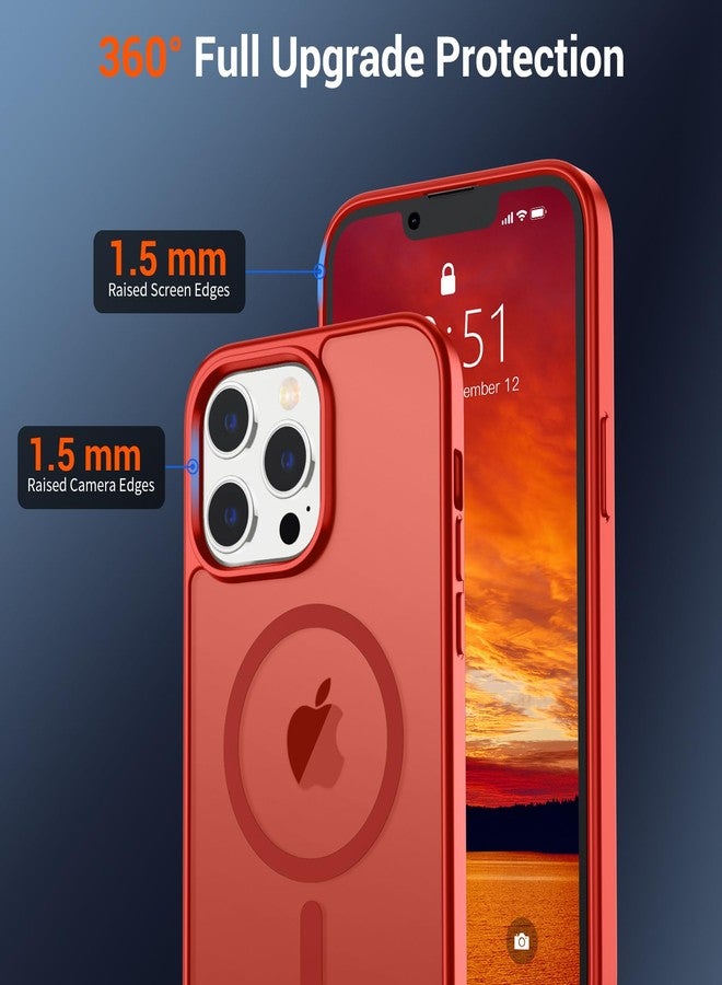 استلق جراب SUPFINE المغناطيسي لهاتف iPhone 12 Pro Max (متوافق مع MagSafe) (حماية فائقة ضد السقوط بمعايير عسكرية) جراب نحيف شفاف غير لامع مقاوم للصدمات ومضاد لبصمات الأصابع، أحمر - Image 4