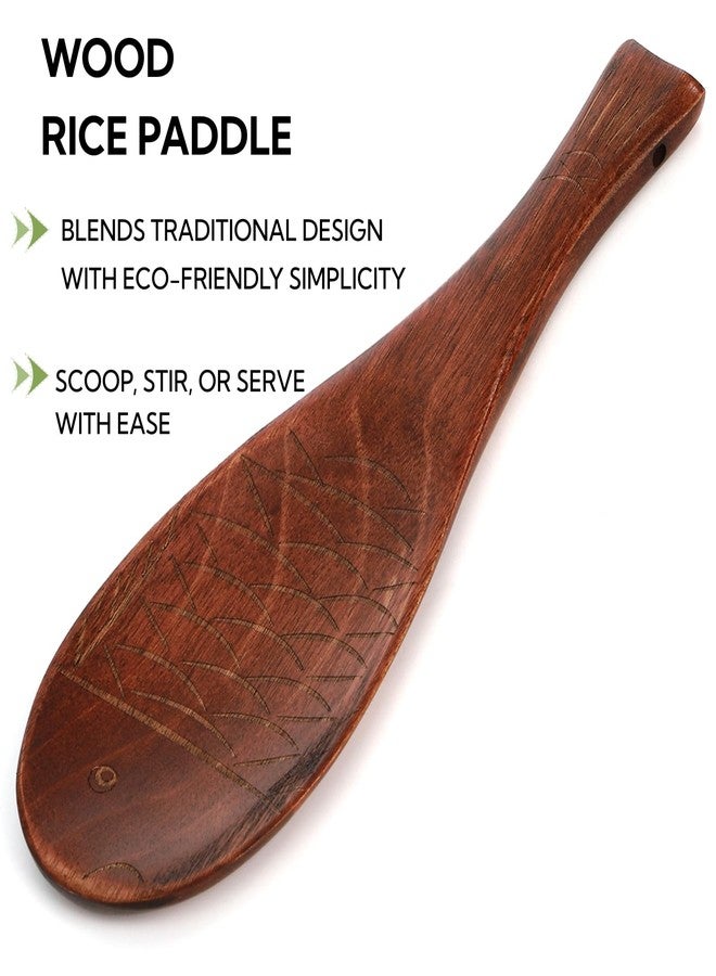 ZOOFOX 6 Pieces Wood Utensils Set, Nonstick Wood Kitchen Utensils with Japanese Style, Wooden Long Chopsticks, Spatula, Toaster Tong, Long Handle Spoon and Fish-shaped Rice Spoon for Cooking - Image 4