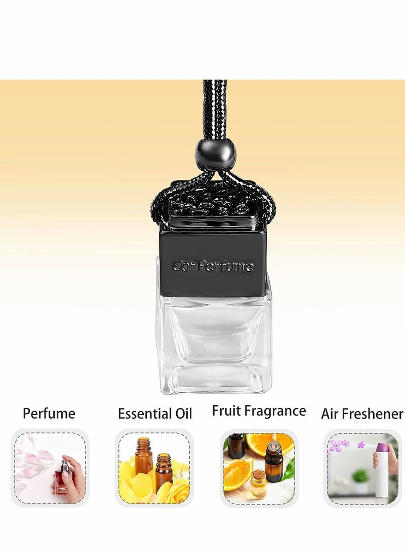 KASTWAVE 4Pcs Car Hanging Type Perfume Empty Glass Bottle Essential Oil Diffuser Air Freshener Gadget Mini Jewelry Pendant 10 ml, Black - Image 2
