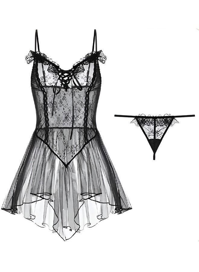 NIBEMINENT Female Lace Suspender Sleep Dress for Women 