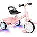 Bobike Toddler Tricycle for Ages 25 Years Tricycle with 2 LED Light Wheels Toddler Bike with 3Position Seat and Rear Basket Kids Bike Gift for Boys Girl Pink - Image 2