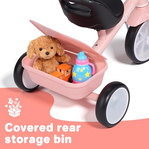 Bobike Toddler Tricycle for Ages 25 Years Tricycle with 2 LED Light Wheels Toddler Bike with 3Position Seat and Rear Basket Kids Bike Gift for Boys Girl Pink - Image 5