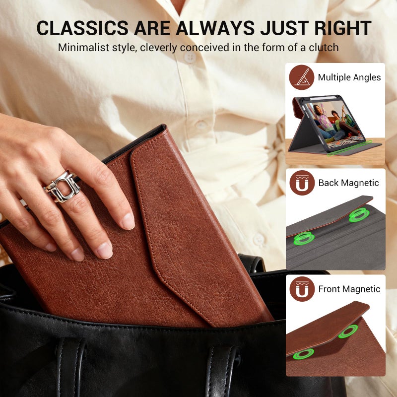 CoBak Premium Leather Case for iPad (A16) 11th Generation 11 Inch (2025), iPad 10th Generation 10.9 Inch (2022) - Elegant Magnetic Flip Cover with Auto Wake/Sleep, Pencil Holder, and Multi-Angle Stand - Image 3
