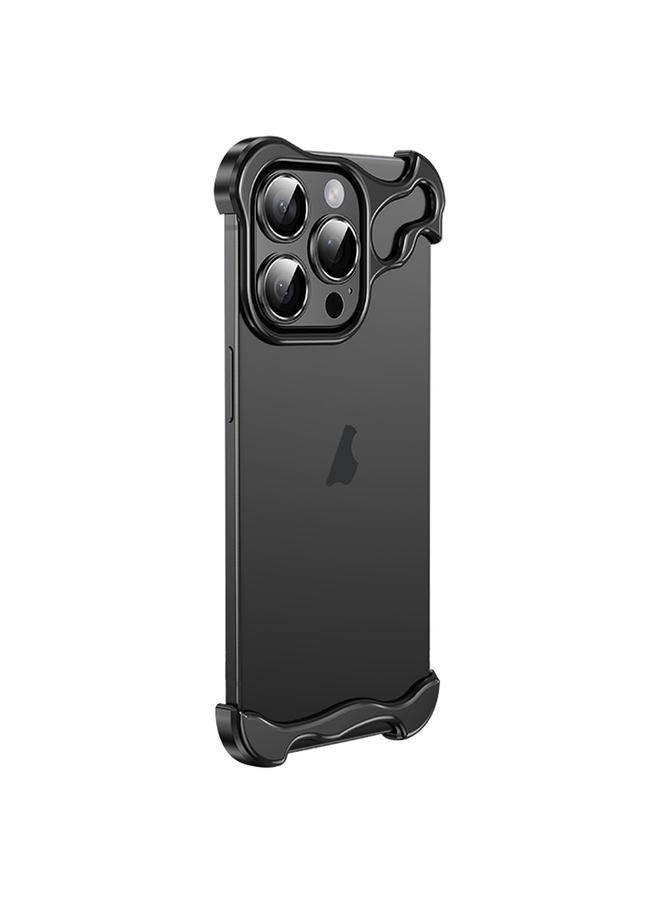 S-TOP Case For iPhone 14 Pro Frameless Metal Corner Pad Phone Case with Lens Film - Image 1