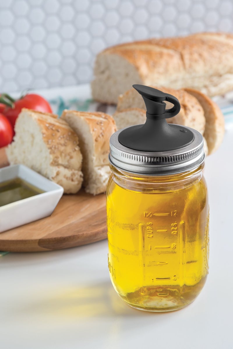 Jarware Black Plastic Oil Cruet Lid, Regular Mouth Mason Jars - Image 2