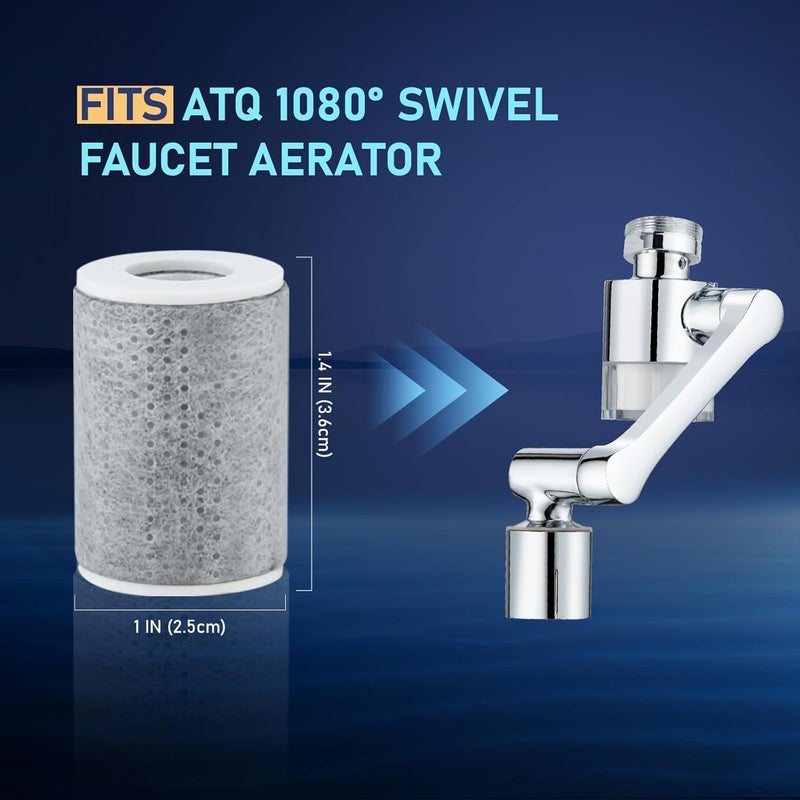 ATQ 8 Pcs Filter Elements Replacement for Sink Faucet Extender Swivel Aerator (Aer ator1080) carbon fiber filter cartridges Removes Chlorine Fluoride Heavy Metal(1080° Aerator-8 Carbon Fiber Filter) - Image 2