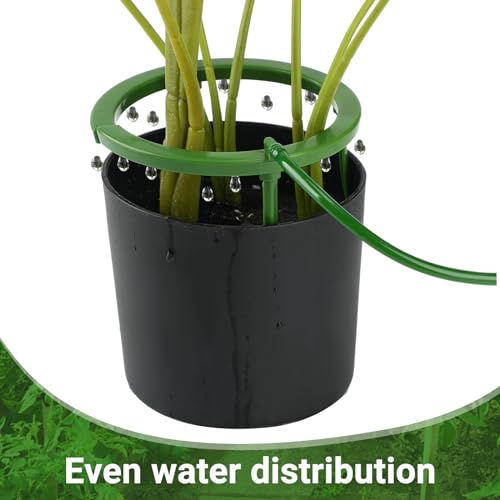 Tujoe 4 Set Water Ring 3 Leg Support Drip Emitter Drip Ring with 1/8 Inch Barbed Inlet Fitting Removable Stakes for Grow Media Irrigation System Rain Watering Tree Plants, Green (5 Inch) - Image 5