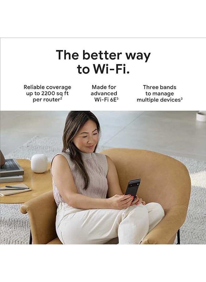 Google Nest WiFi Pro - 6E - Reliable Home Wi-Fi System with Fast Speed and Whole Home Coverage - Mesh Router - 3 Pack SNOW - Image 2