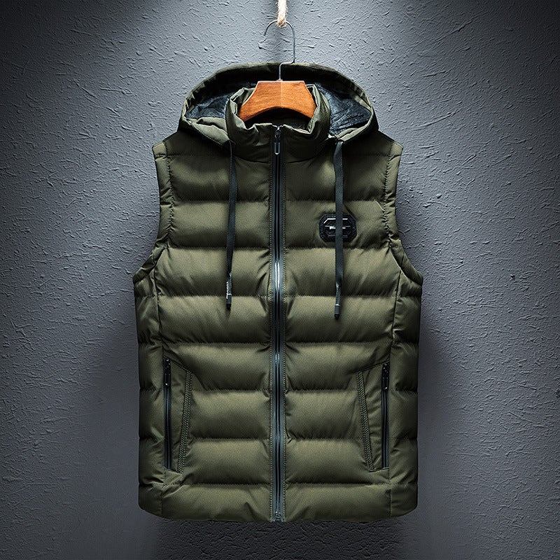 1808 New Men'S Vest Cotton-Padded Jacket Korean Slim Coat Thick Warm Vest Men'S Clothing - Image 1