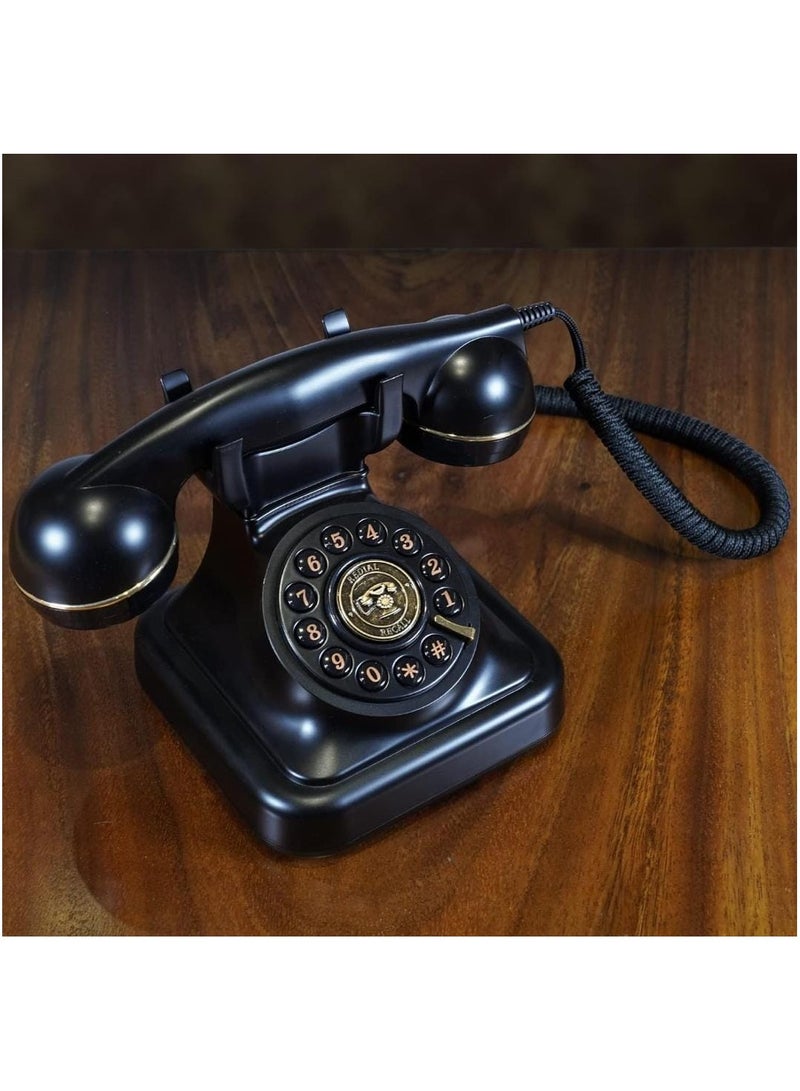 Vintage Rotary Dial Telephone – Black Retro Landline Phone, Classic Old-Fashioned Corded Phone for Home, Office, Desk, Antique Decorative Telephone for Home Decor, Collectible Style - Image 2