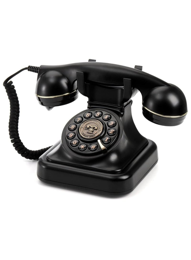 Vintage Rotary Dial Telephone – Black Retro Landline Phone, Classic Old-Fashioned Corded Phone for Home, Office, Desk, Antique Decorative Telephone for Home Decor, Collectible Style - Image 1