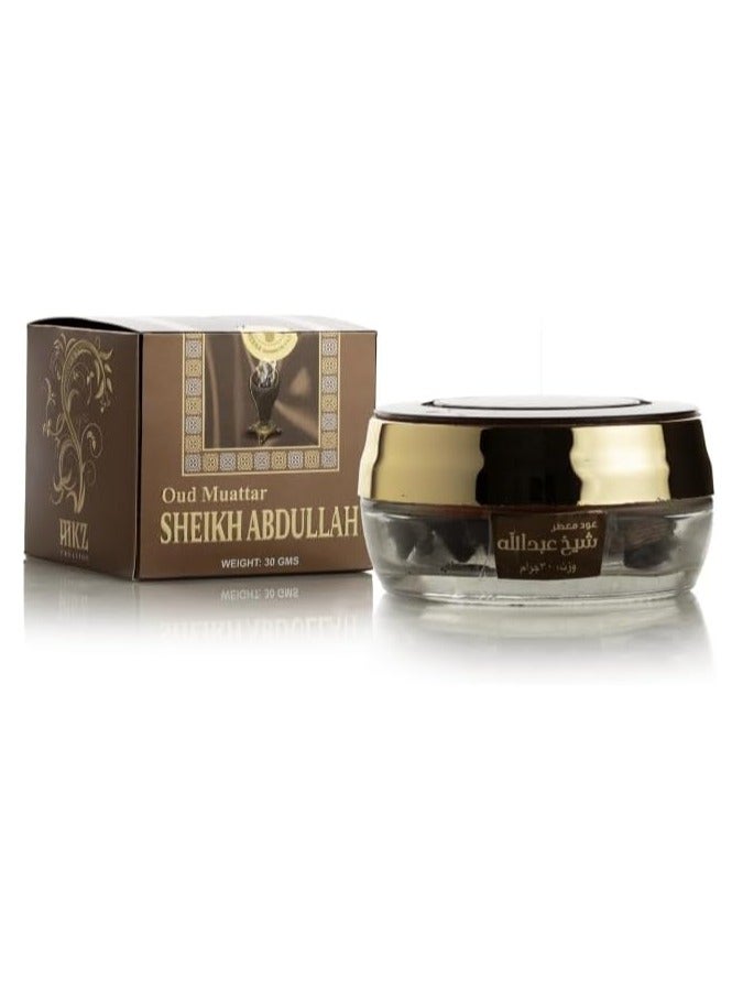 Oud Muattar Sheikh Abdullah – 30g by Reeha Perfumes | Premium Incense for Luxurious Aroma