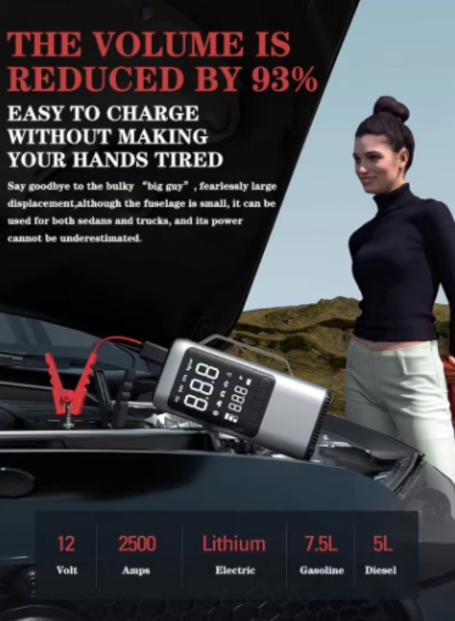 MANAM TRADING Car Jump Starter -  Multi-Function Tool - 12V - Tire Inflator - Vacuum Cleaner - Blower - Power Bank - Air Compressor - Flashlight - SOS Alarm Light - Tire Pressure Checker - Image 4