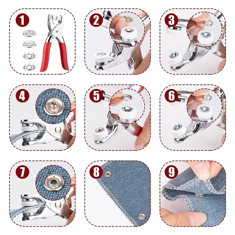 Asterin Sales Asterin sales 100 Pieces Thickened Snap Fasteners Kit with Silver Button Use Hand Pressure Pliers to Make Your Own Sewing Buttons for Kids Clothes Purses Shoes and More Multicolor  - Image 2