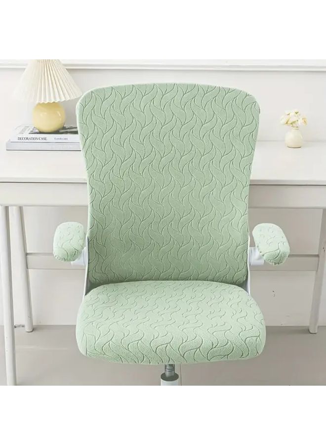 Blue Jacquard Leaf Shaped Office Chair Cover with Elastic Gaming Back Protector - Image 5