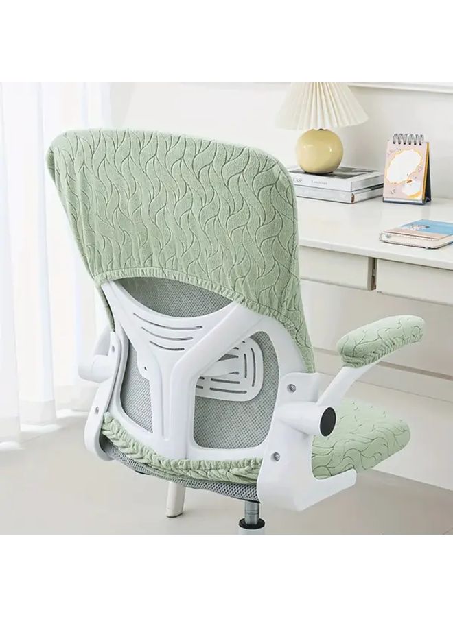 Blue Jacquard Leaf Shaped Office Chair Cover with Elastic Gaming Back Protector - Image 2