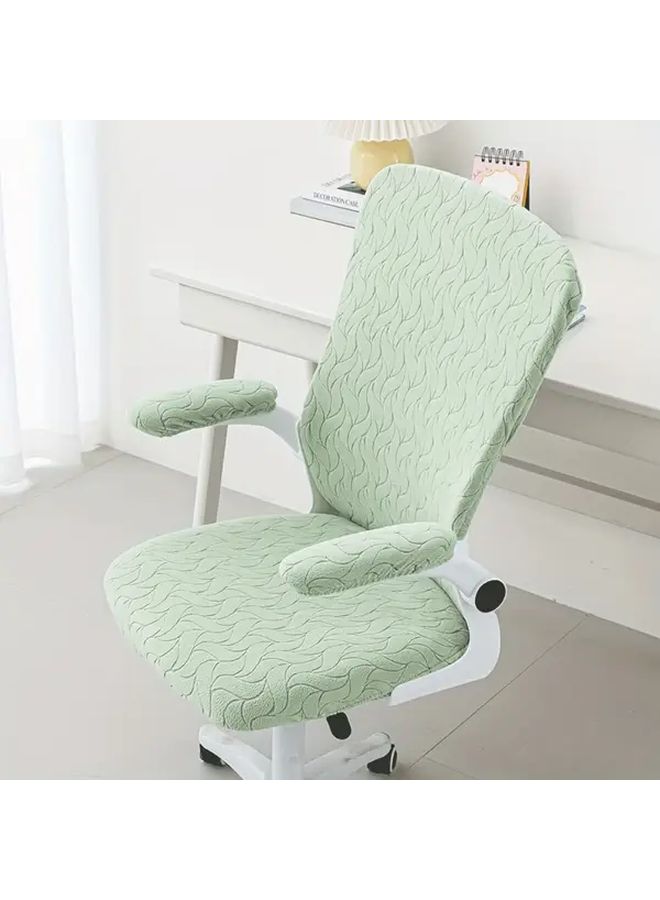 Blue Jacquard Leaf Shaped Office Chair Cover with Elastic Gaming Back Protector - Image 1