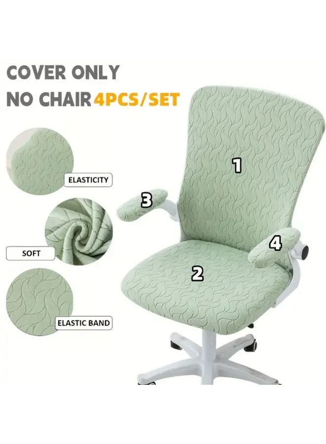 Blue Jacquard Leaf Shaped Office Chair Cover with Elastic Gaming Back Protector - Image 4