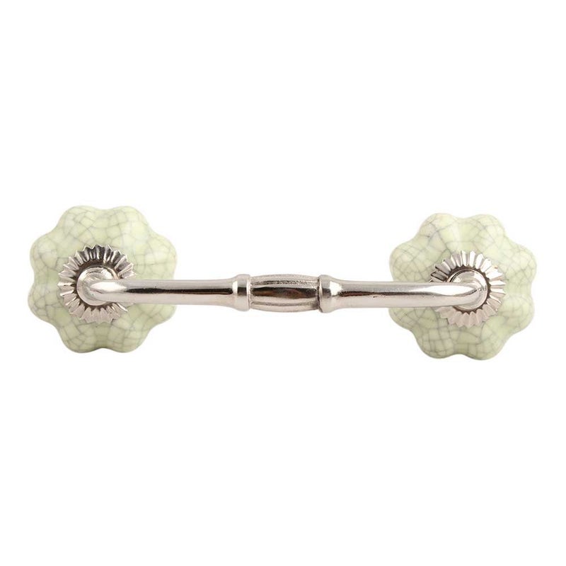 Indian-Shelf IndianShelf 1 Pack Ceramic Green Drawer Pulls T Bar Vintage Kitchen Cabinet Handles Silver Hardware 4 Hole to Hole Dresser Door Handle BH490CRACK52  - Image 1
