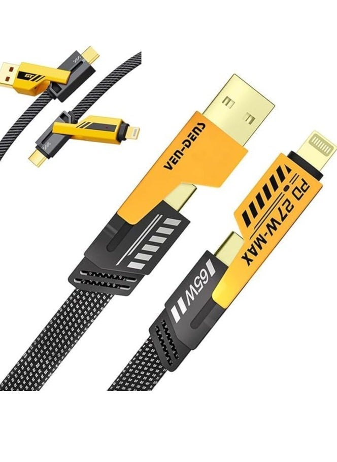 JAJEEK Original Super-Fast Charging Cable | 65W 480 Mbps 4-in-1 USB A/Type C to Type C | 2m Tangle-Free Braided Cable | Multiport for iPhones, iPads, Android Devices - Image 2