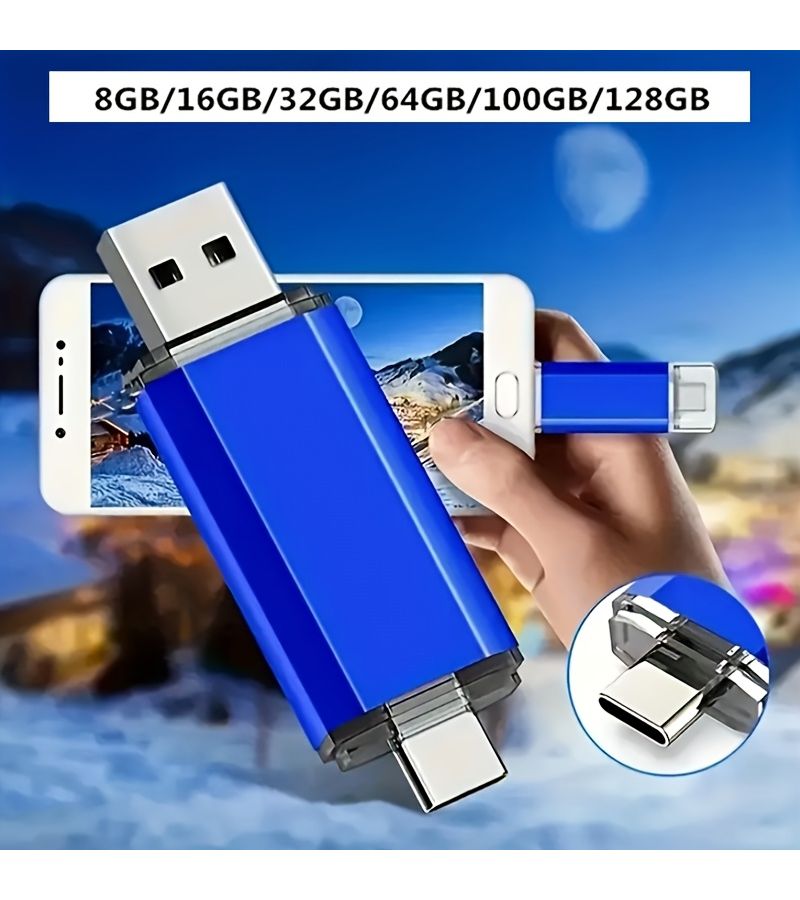 USB C Flash Drive 16GB Double C Type High Speed OTG Thumb Drive 2 in 1 USB 2.0 Dual Interface Metal Memory Stick Photo Stick Suitable For Android Smartphones And Tablet Black - Image 4