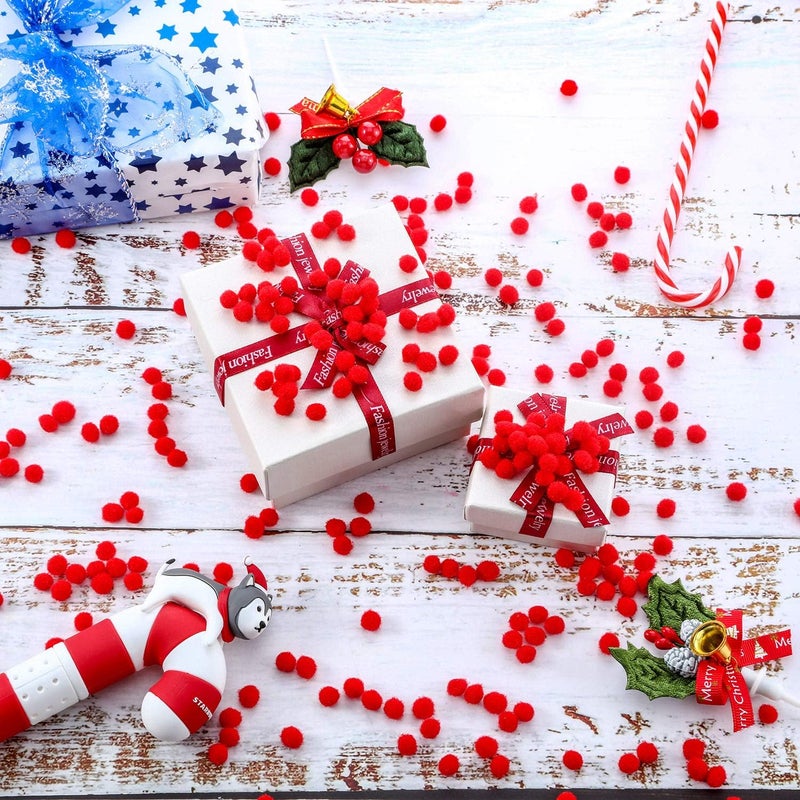 Shappy 2000 Pieces 6 mm Mini Pom Poms Christmas for Craft Making, Christmas Holiday Costume Small Pom Balls Hobby Supplies and DIY Crafts Decorations(Red) - Image 5