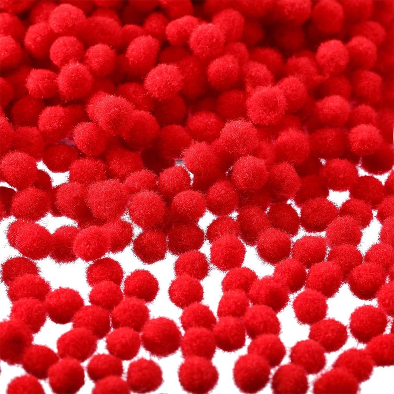 Shappy 2000 Pieces 6 mm Mini Pom Poms Christmas for Craft Making, Christmas Holiday Costume Small Pom Balls Hobby Supplies and DIY Crafts Decorations(Red) - Image 3