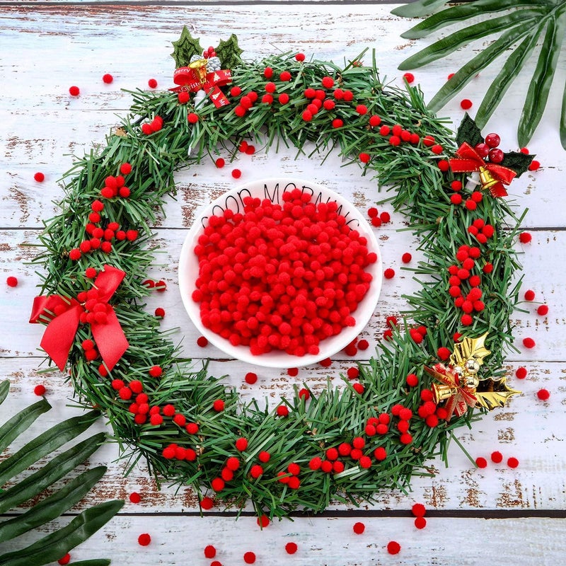 Shappy 2000 Pieces 6 mm Mini Pom Poms Christmas for Craft Making, Christmas Holiday Costume Small Pom Balls Hobby Supplies and DIY Crafts Decorations(Red) - Image 4