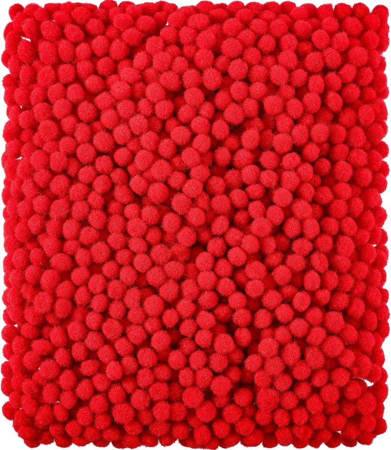 Shappy 2000 Pieces 6 mm Mini Pom Poms Christmas for Craft Making, Christmas Holiday Costume Small Pom Balls Hobby Supplies and DIY Crafts Decorations(Red) - Image 1