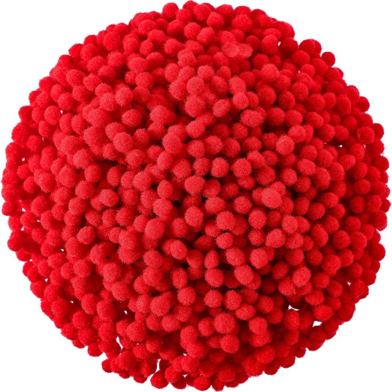 Shappy 2000 Pieces 6 mm Mini Pom Poms Christmas for Craft Making, Christmas Holiday Costume Small Pom Balls Hobby Supplies and DIY Crafts Decorations(Red) - Image 2