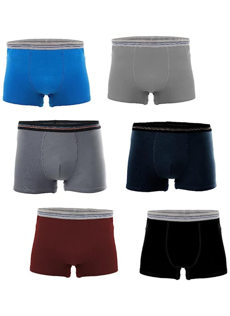 DICE Pack of 6 Everyday Plain Cotton Boxer for Men  - Image 1
