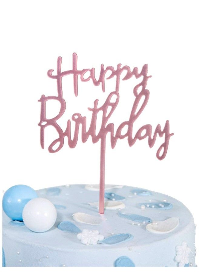 We Happy Pack of 3 Happy Birthday Cake Topper Mirrored Acrylic Cupcake Topper Perfect for Decorations and Party Supplies Rose Gold  - Image 2