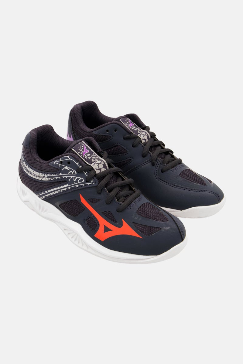 Mizuno أحذية خارجية للبنات الأطفال بتصميم نجوم مضيئة، رمادي داكن - Image 1