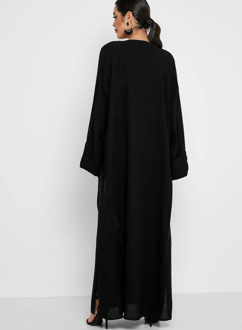 hayas closet Embossed Beaded Abaya