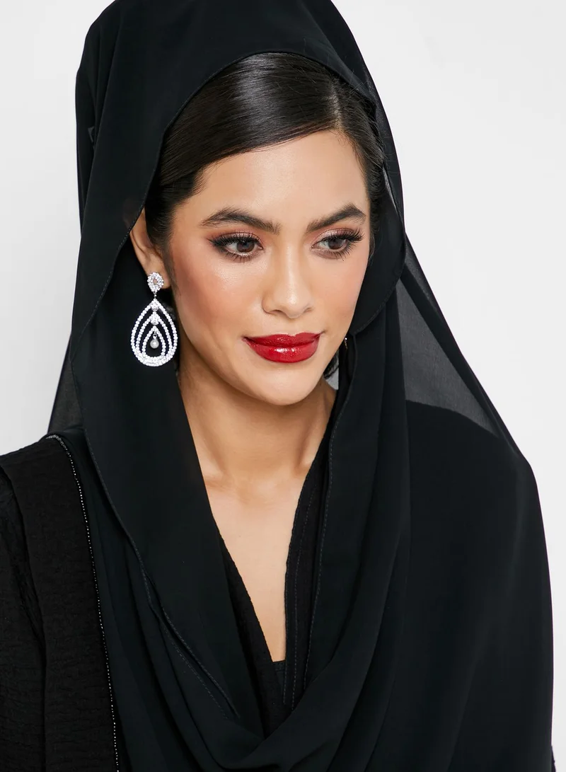hayas closet Embossed Beaded Abaya