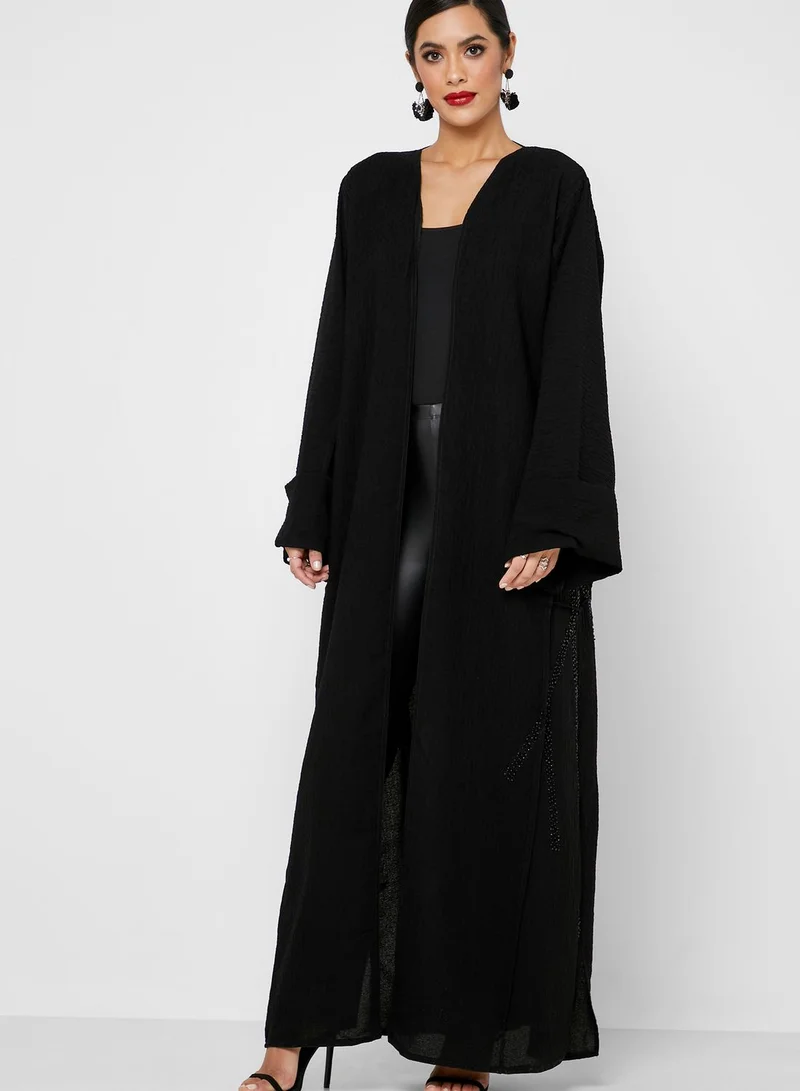 hayas closet Embossed Beaded Abaya