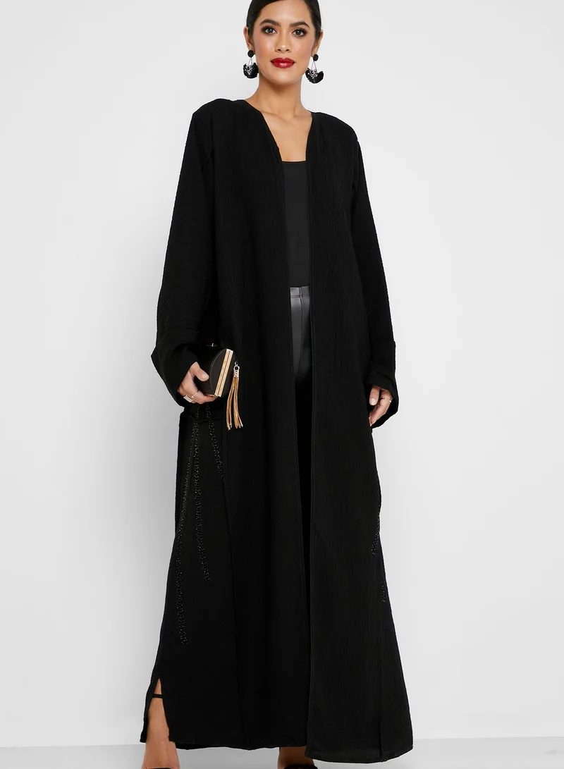 hayas closet Embossed Beaded Abaya