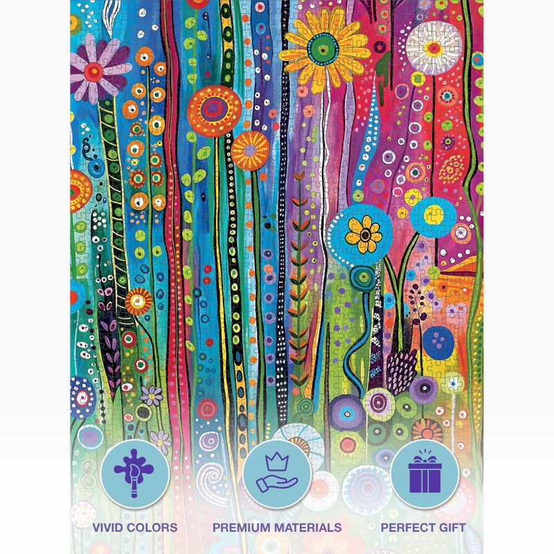Cross & Glory - Daisy Streets and Rainbow Skies - 1000 Piece Jigsaw Puzzle for Adults | Abstract Cityscape Puzzle | 20x27 Inches | Flower Puzzles - Image 5
