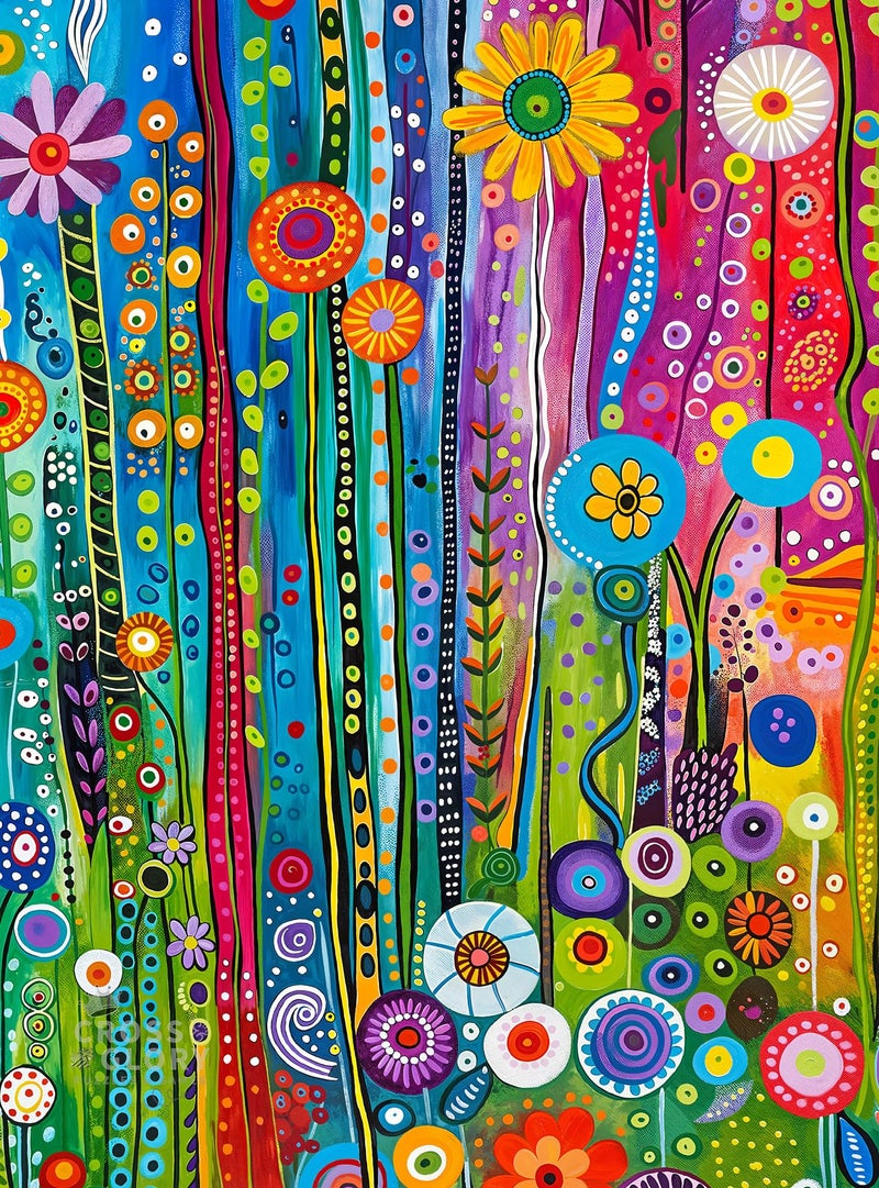 Cross & Glory - Daisy Streets and Rainbow Skies - 1000 Piece Jigsaw Puzzle for Adults | Abstract Cityscape Puzzle | 20x27 Inches | Flower Puzzles - Image 1