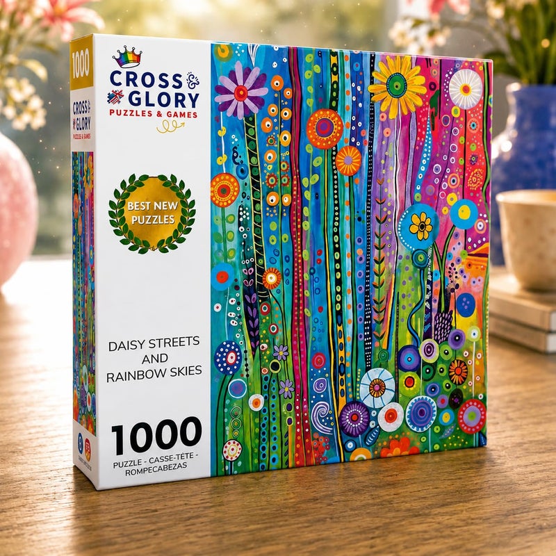 Cross & Glory | 1000 Piece Jigsaw Puzzles for Adults | Daisy Streets and Rainbow Skies | Abstract Flower Puzzles for Adults 1000 Pieces | Satin Finish | Ages 14+ Adult Puzzle Flowers - Image 2